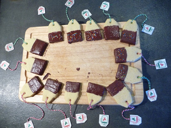 Biscuits shortbreads en forme de sachets de thé