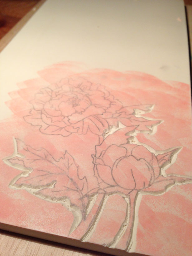 Kraftille - Tampon gravé main motif pivoine