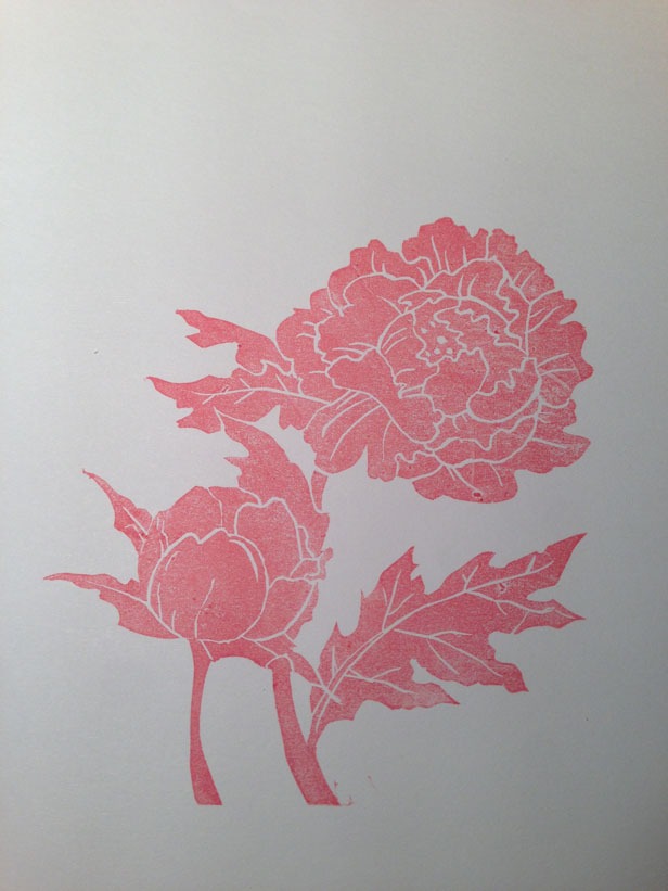 Kraftille - Tampon gravé main motif pivoine