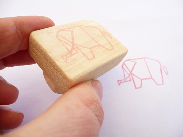 Kraftille - Tampon origami éléphant