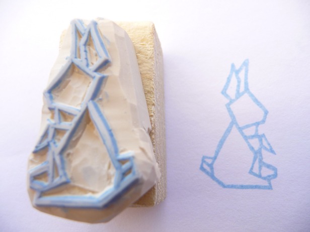 Kraftille - Tampon origami lapin