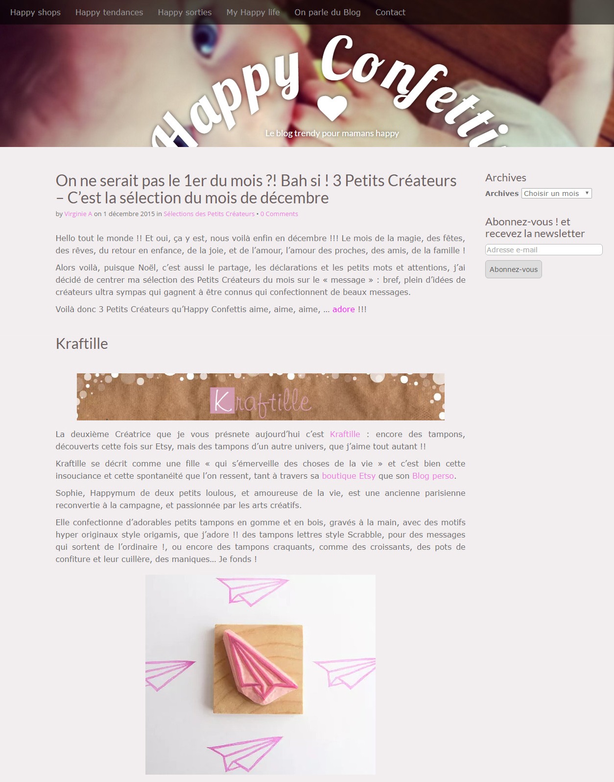 Les Petits Créateurs du mois sur le « message » par Happy Confettis