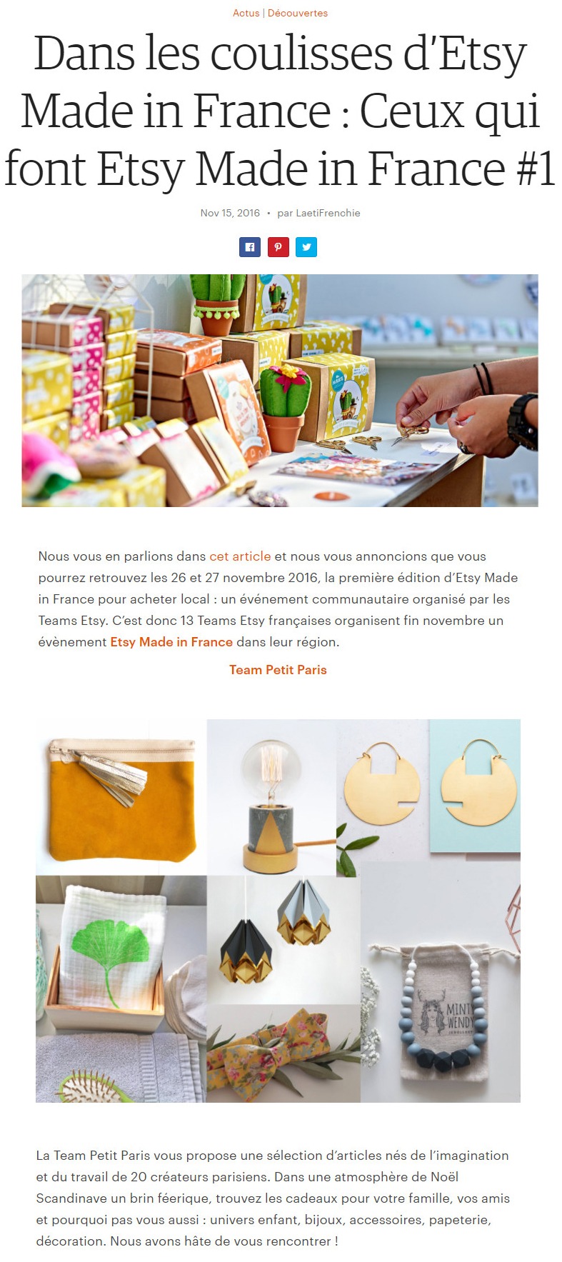 Ceux qui font Etsy Made in France - Team Petit Paris - Les Créatifs Parisiens