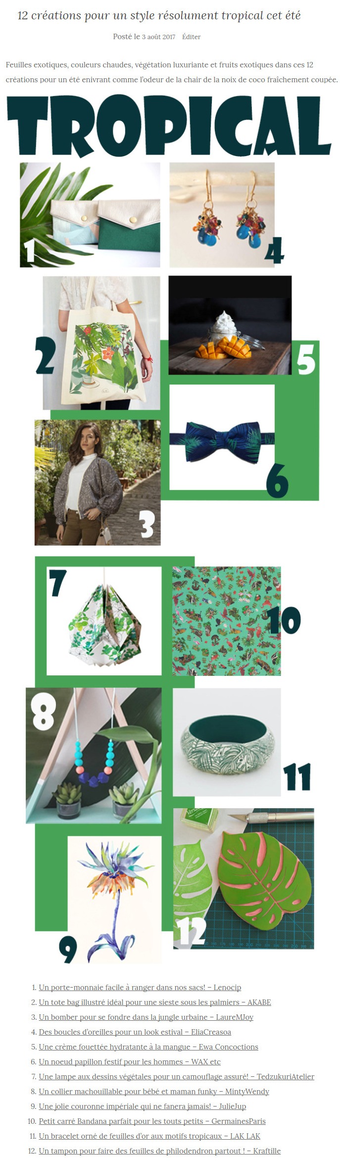 12 créations pour un style résolument tropical cet été