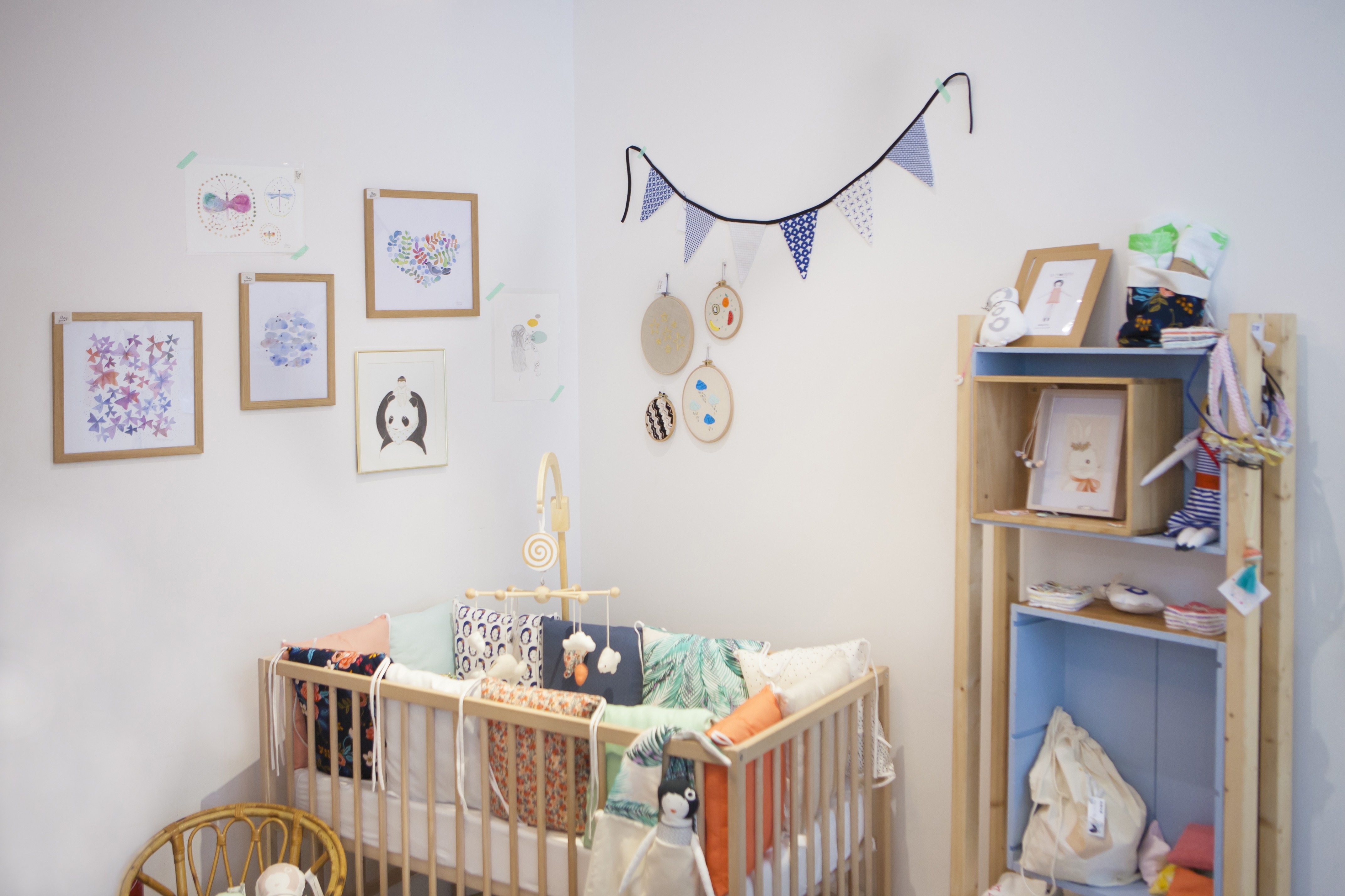 Chambre de bébé dans la boutique éphémère de la team Petit Paris