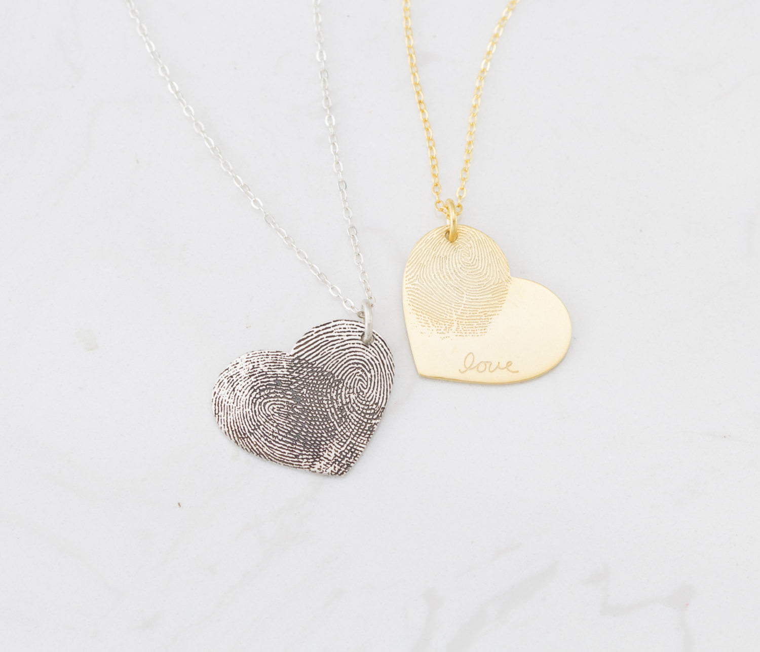 Heart Charm Fingerprint Necklace • Custom Fingerprint Necklace • Personalized Gift • MOTHER'S GIFT 