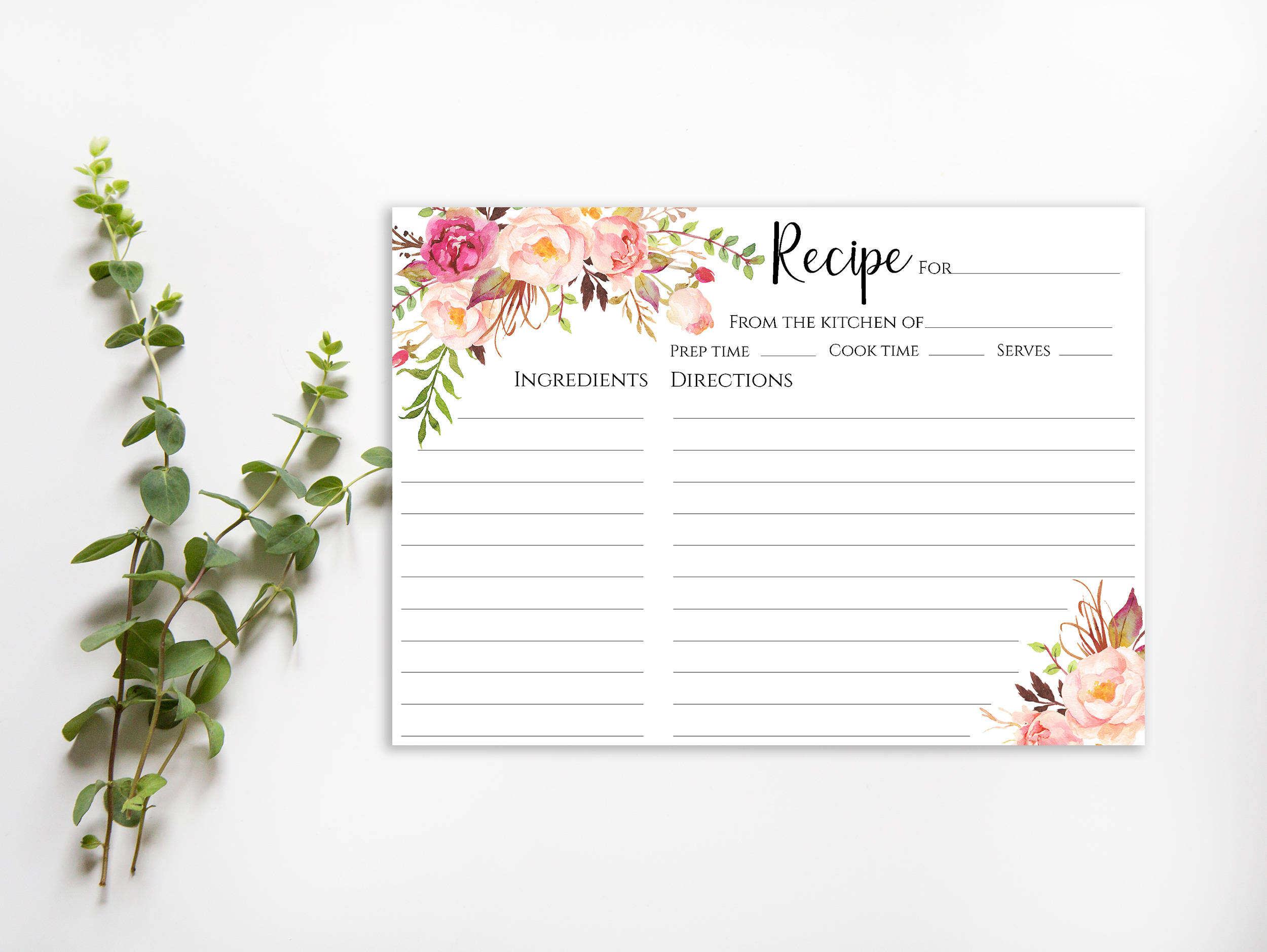 Floral recipe cards