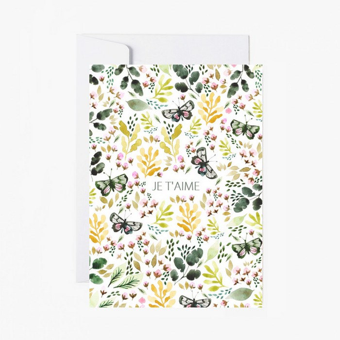 flowers, stationery, greeting card, mother day, carte de vœux, je t'aime, papeterie