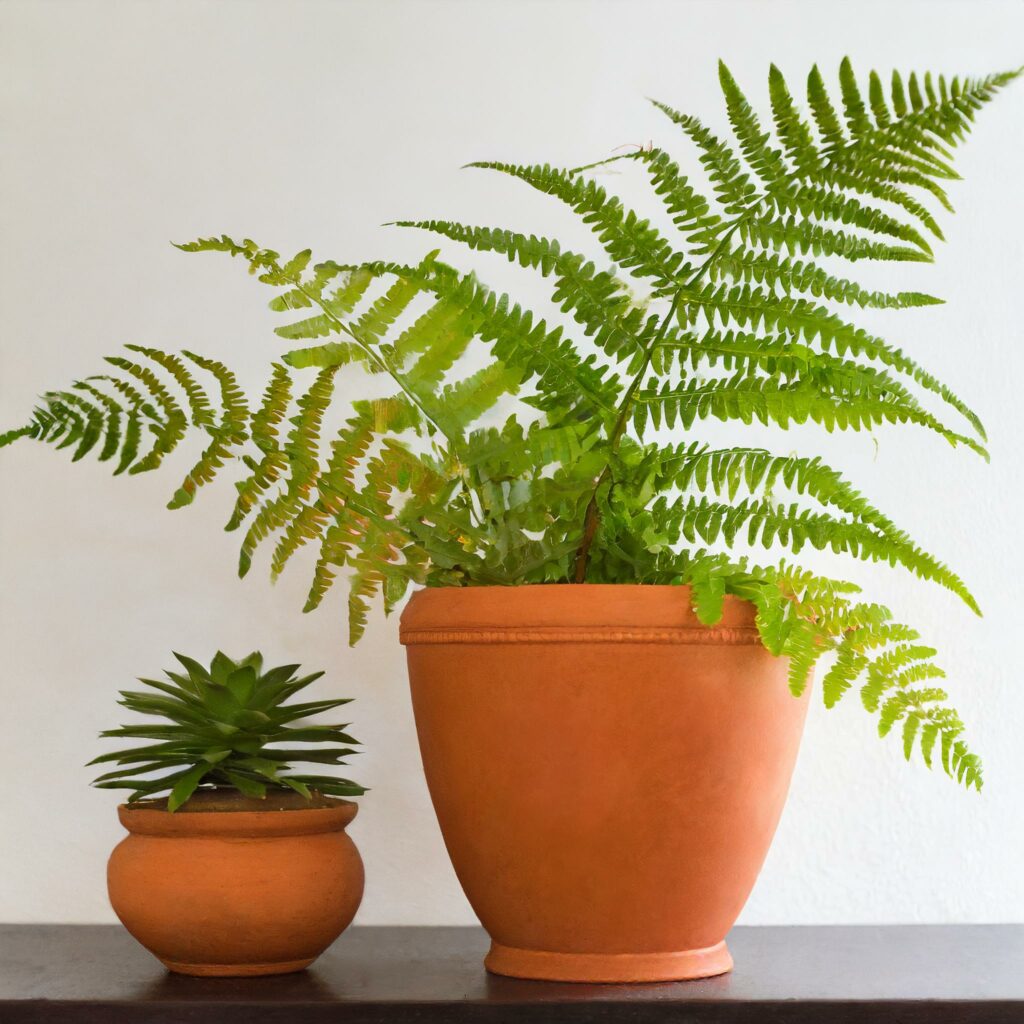 Les outils pour démarrer la gravure sur gomme 11 Firefly simple terracotta pot and a fern plant against a white background beautiful stylish decor